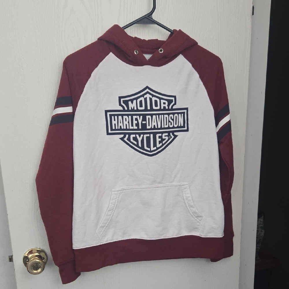 Harley-Davidson Burgundy and White Men's Hoodie